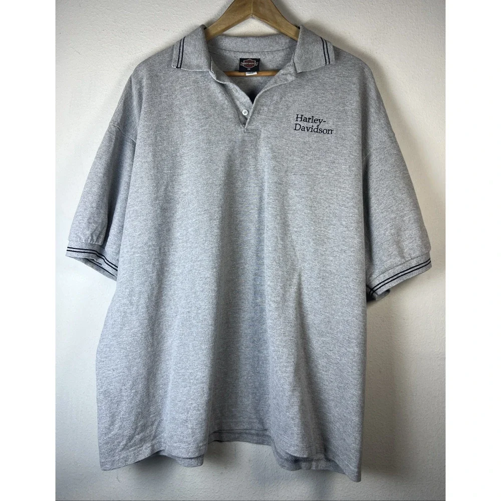 Harley Davidson 2XL Collared Chicago Shirt Gray polo XXL motor cycle Men's